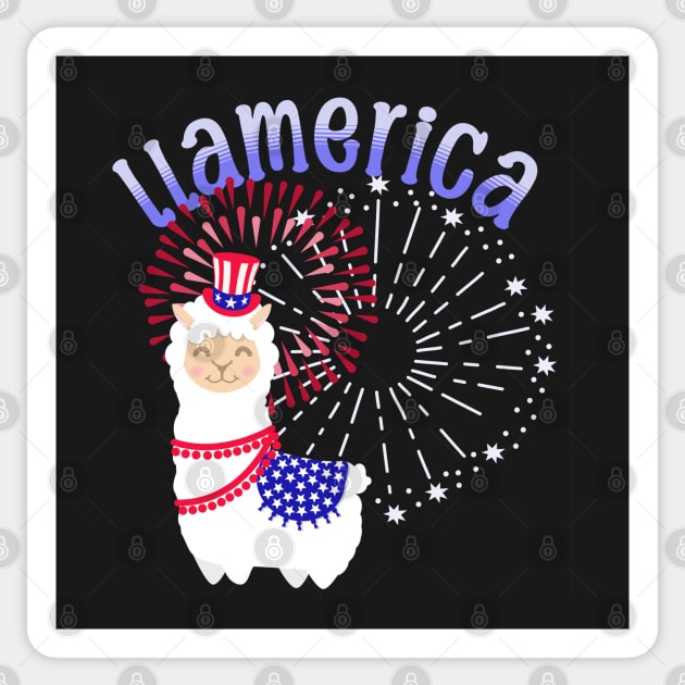Llama American July 4th Sticker by HolidayBug